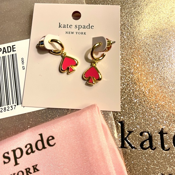 New w/Tags Kate Spade Pink Spade dangle Earrings - Picture 7 of 8
